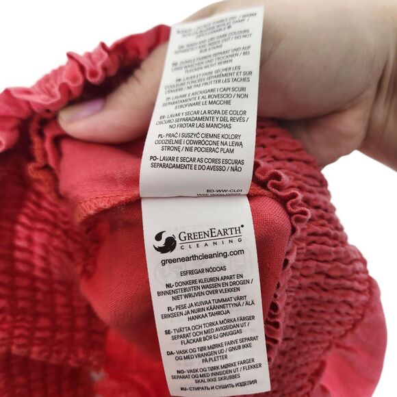 BODEN Pants Womens 6 Long 6L Red Linen Shirred Waist Trousers Wide Leg Pull On - Picture 9 of 9